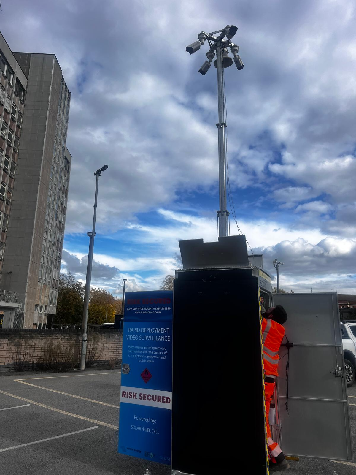CCTV tower installation in progress